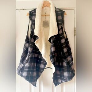 Matilda Jane Cozy Up Buffalo‎ Plaid Sherpa Vest NWT Size XXL
